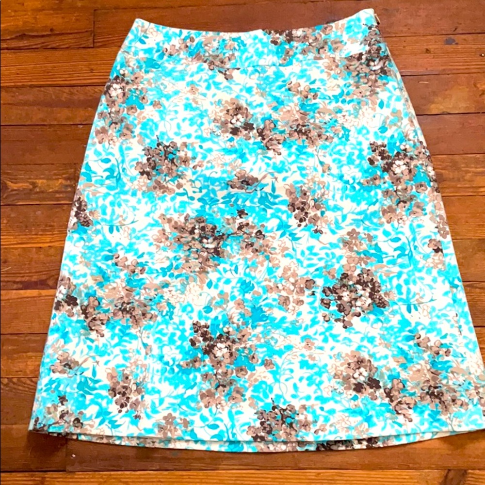 Talbots Stretch Silk/Cotton Blend Floral Skirt